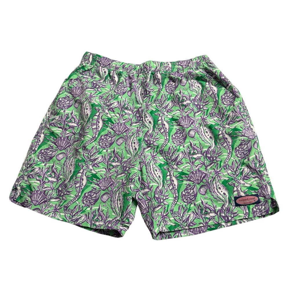 Vineyard Vines New Men's Size Medium Chappy Printed Swim Trunks Lined 7" Green